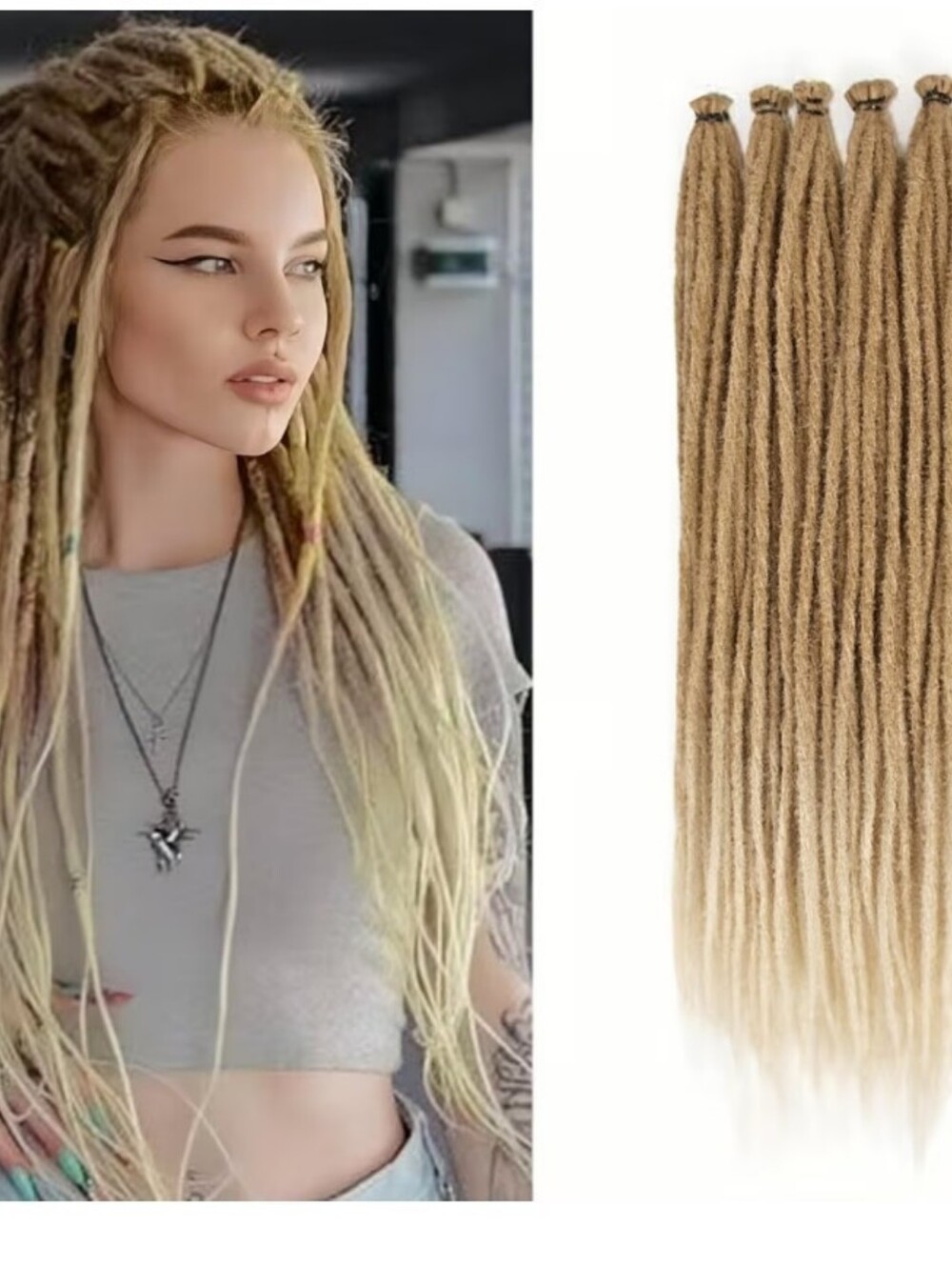 Dreadlock Extensions 50 Strands Brown to Blonde 0.6cm width 24" Synthetic #27/61